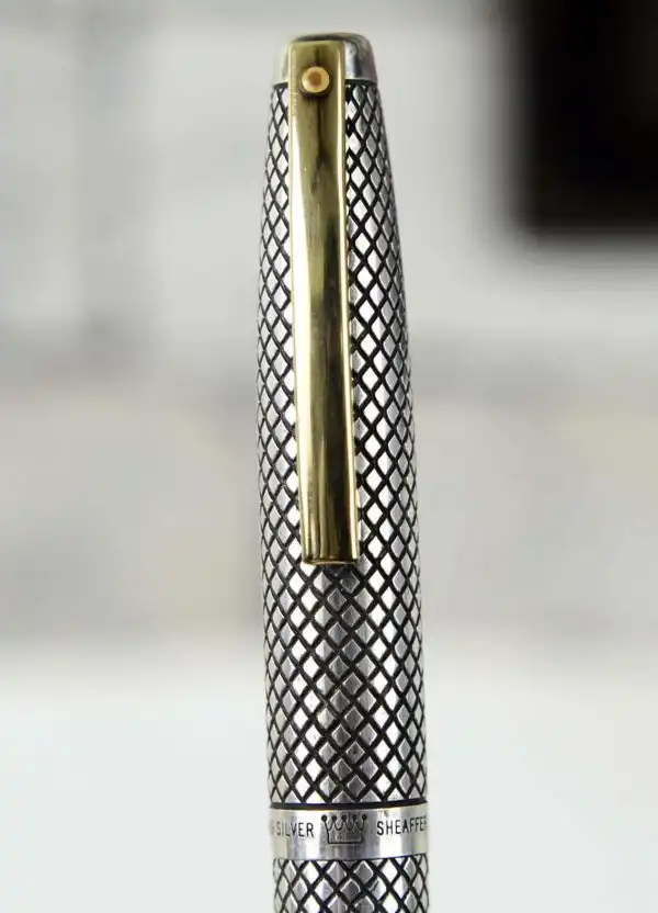 Vintage Sheaffer sterling silver Imperial touchdown fountain pen with 14K solid gold inlaid F nib - Image 7