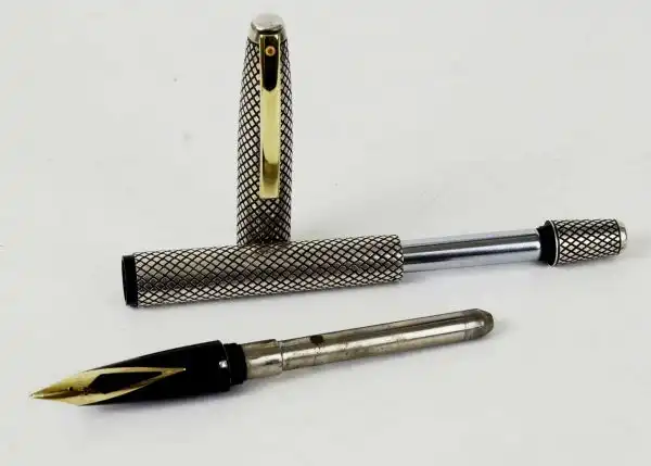 Vintage Sheaffer sterling silver Imperial touchdown fountain pen with 14K solid gold inlaid F nib - Image 11