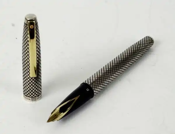 Vintage Sheaffer sterling silver Imperial touchdown fountain pen with 14K solid gold inlaid F nib - Image 2