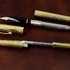 Vintage sheaffer targa 1005 fountain pen ballpoint pen set 23K gold rolled body 14K gold B nib - Image 4