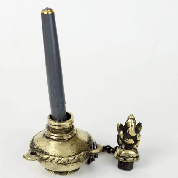Antique brass inkwell