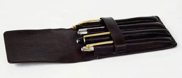 genuine leather pen pouch  for 4 jumbo pens  - With individual pockets - Image 9