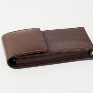 leather pen case choco brown