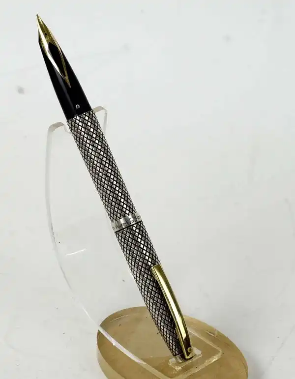 Vintage Sheaffer sterling silver Imperial touchdown fountain pen with 14K solid gold inlaid F nib - Image 4