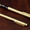 Vintage sheaffer targa 1005 fountain pen ballpoint pen set 23K gold rolled body 14K gold B nib - Image 2