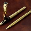 Vintage sheaffer targa 1005 fountain pen ballpoint pen set 23K gold rolled body 14K gold B nib - Image 3