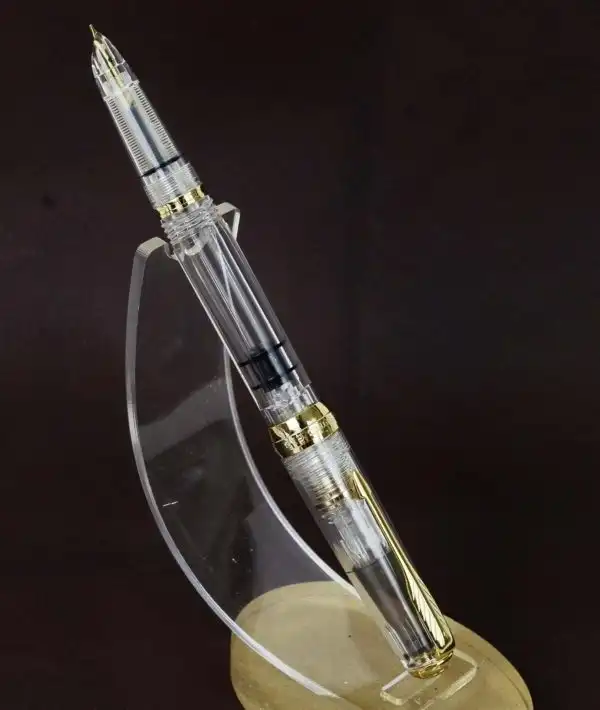 wing sung demonstrator piston filler  fountain pen with Golden F nib and Gold Trim - Image 2