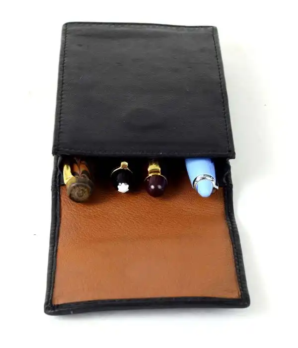 genuine leather pen pouch  for 4 super jumbo pens  - Jet Black - Image 9