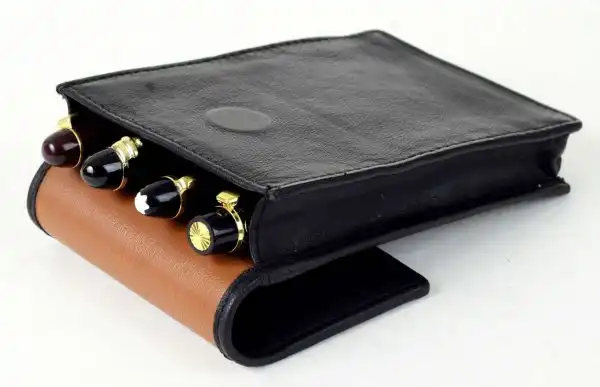 genuine leather pen pouch  for 4 super jumbo pens  - Jet Black - Image 3