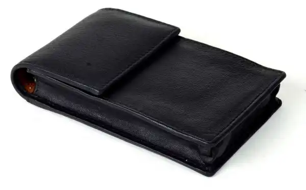 genuine leather pen pouch  for 4 super jumbo pens  - Jet Black - Image 4