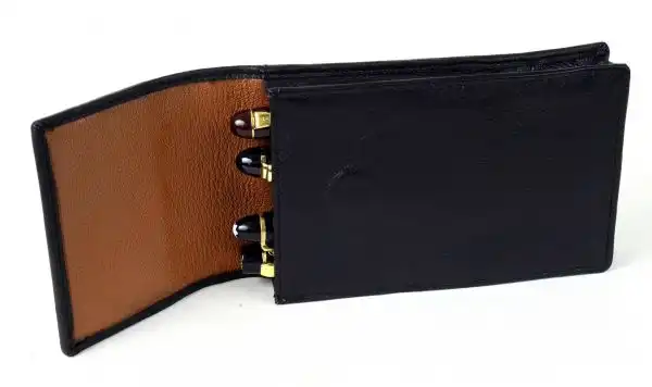genuine leather pen pouch  for 4 super jumbo pens  - Jet Black - Image 7