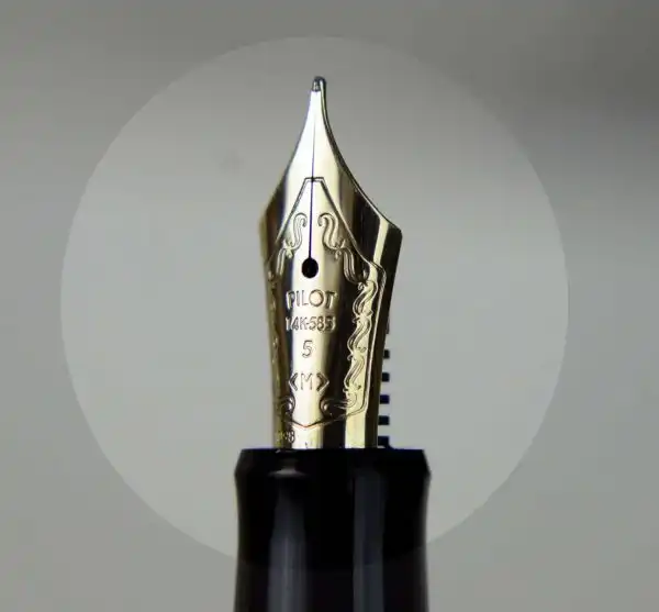 Vintage Pilot Custom 74 black barrel fountain pen -  14K 585 solid gold M nib - Image 9