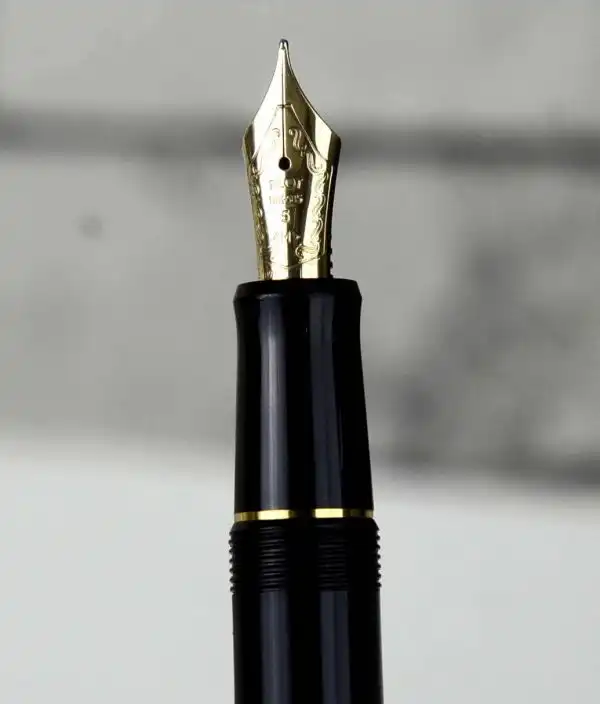 Vintage Pilot Custom 74 black barrel fountain pen -  14K 585 solid gold M nib - Image 10