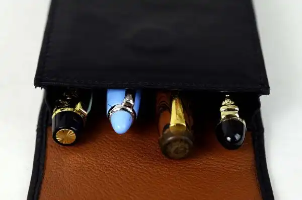genuine leather pen pouch  for 4 super jumbo pens  - Jet Black - Image 6