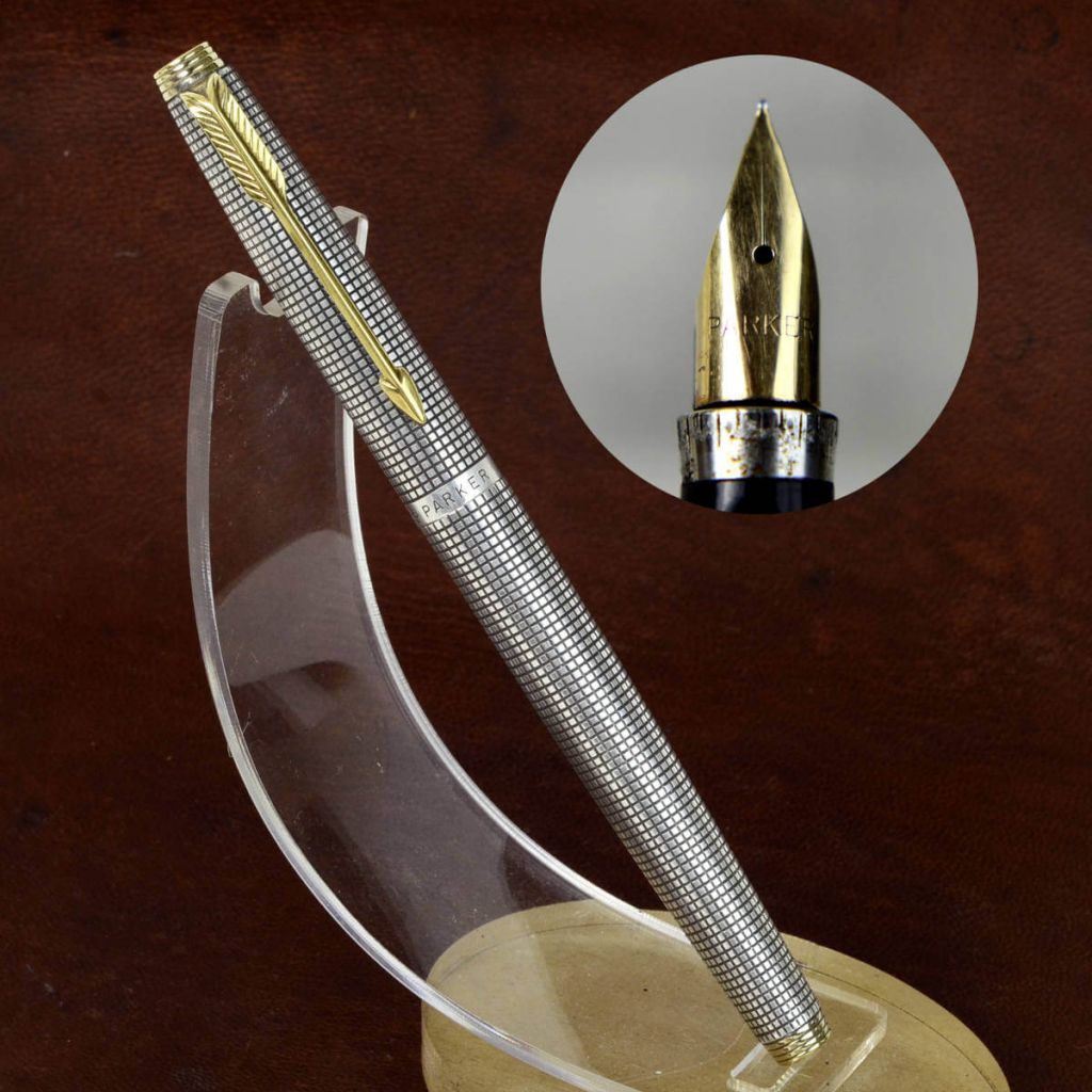 Vintage parker 75 sterling silver fountain pen with 14K gold Fine nib