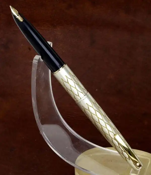 Vintage sheaffer lady 642  Silver plated  barrel fountain pen 14K solid gold M nib - Image 2