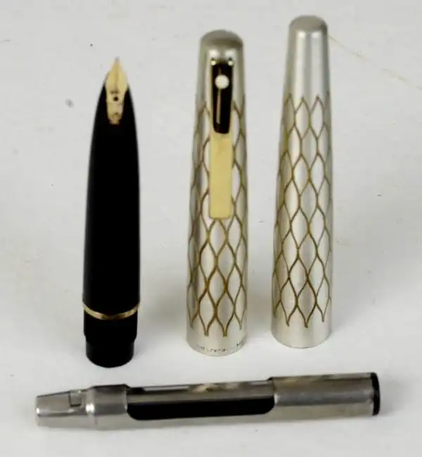 Vintage sheaffer lady 642  Silver plated  barrel fountain pen 14K solid gold M nib - Image 4