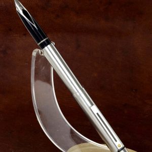 vintage-sheaffer-targa-1001-brushed-chrome-fountain-pen-inlaid-steel-fine-nib