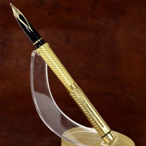 vintage-sheaffer-targa-1013-gold-plated-spiral-barrel-14K-solid-gold-Broad-nib