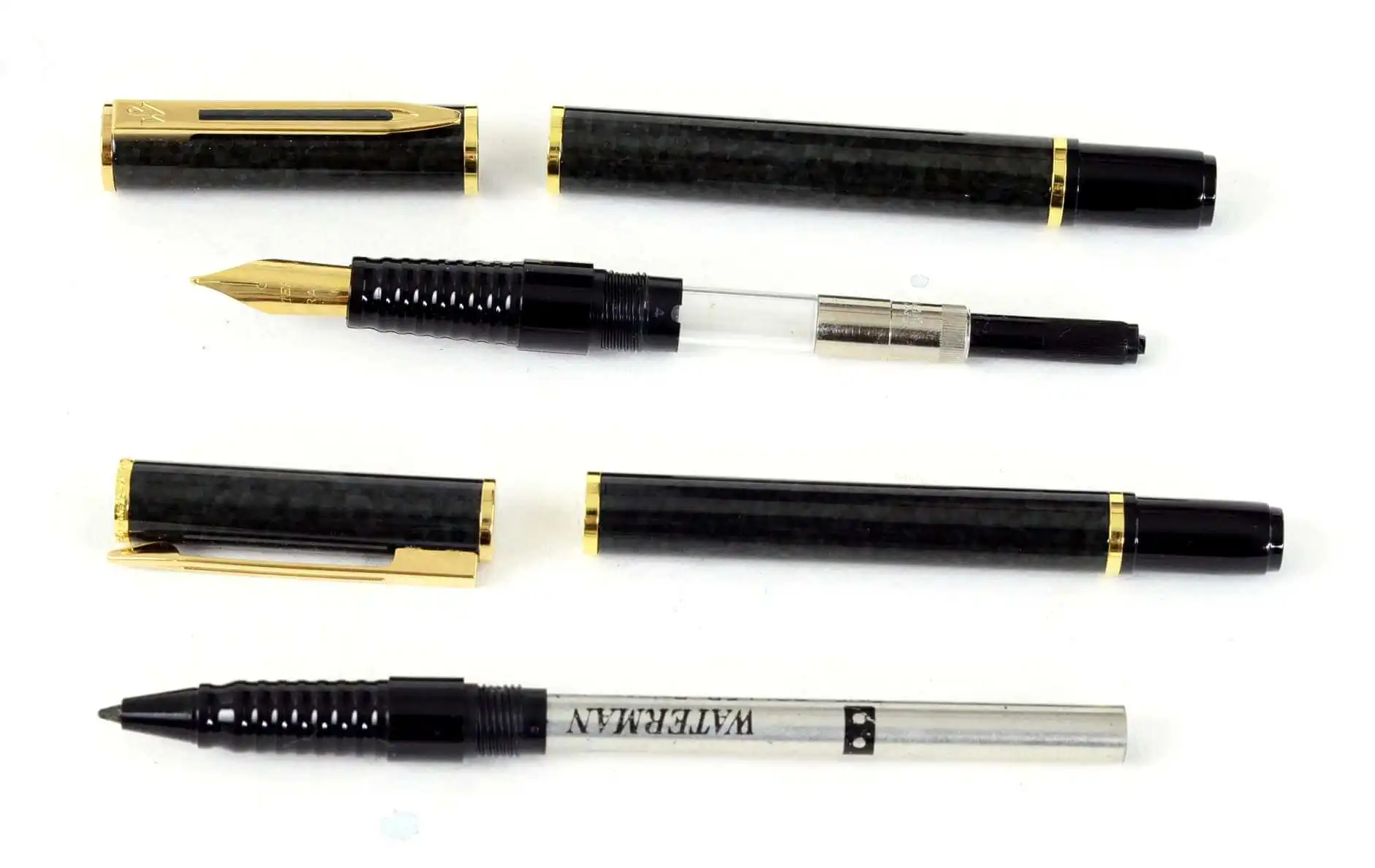 Vintage Waterman Laureat fountain pen and ballpoint set with 23K GP medium nib - Image 3