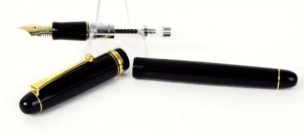 Vintage Pilot Custom 74 black barrel fountain pen -  14K 585 solid gold EF nib - Image 3