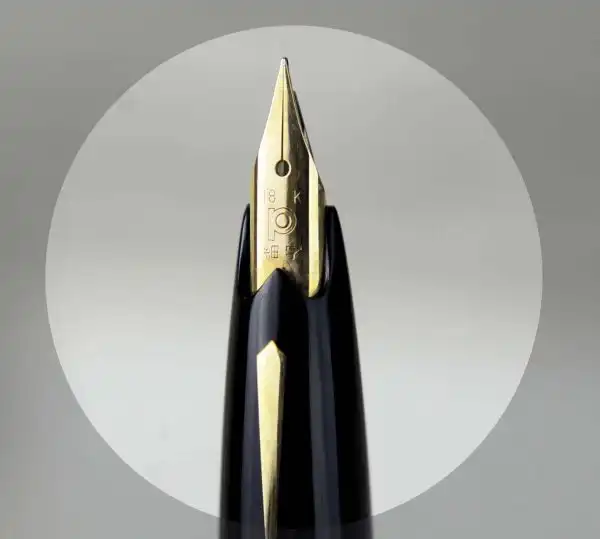 Vintage platinum sheep skin leather fountain pen -  18K 750  solid gold F nib - Image 9