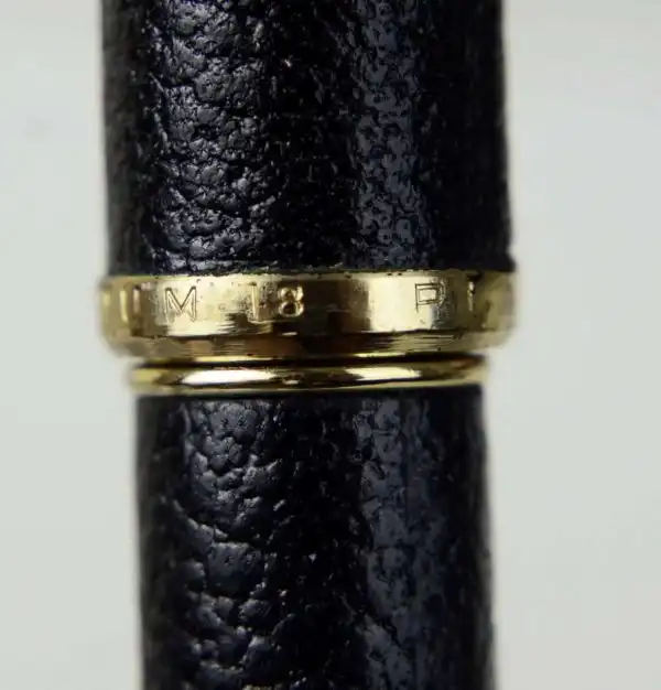 Vintage platinum sheep skin leather fountain pen -  18K 750  solid gold F nib - Image 6
