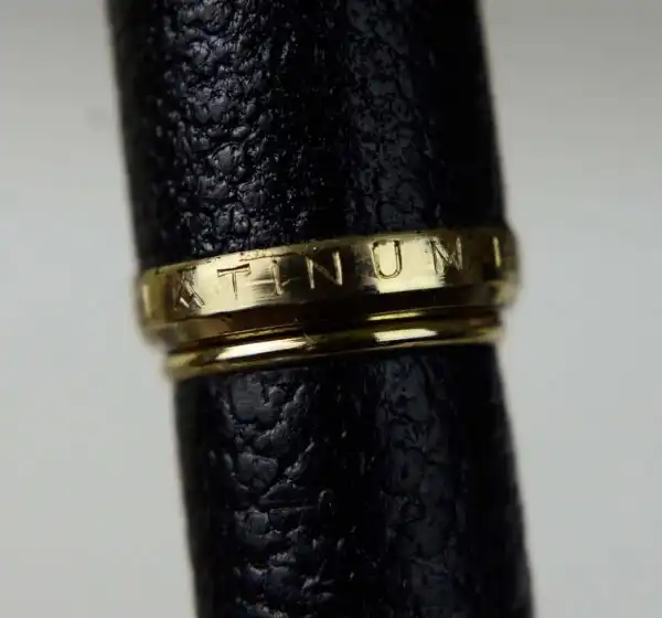 Vintage platinum sheep skin leather fountain pen -  18K 750  solid gold F nib - Image 5