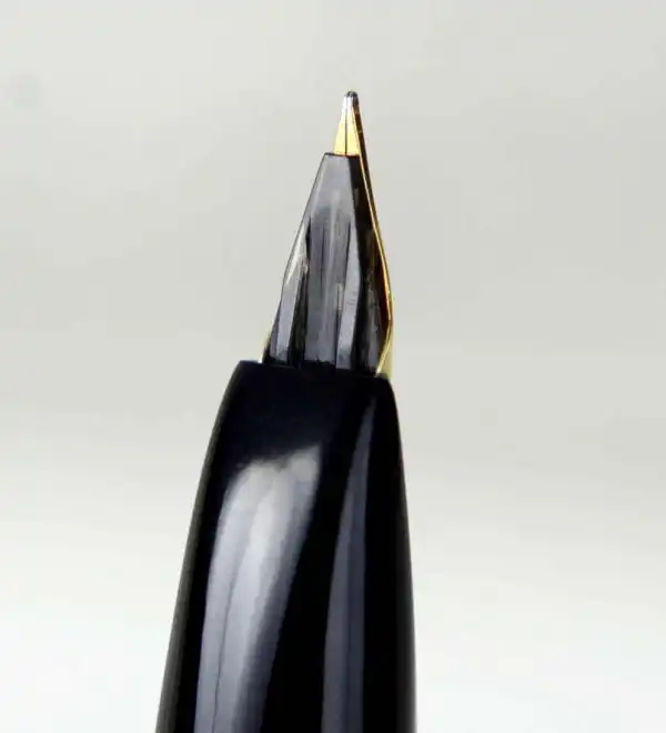 Vintage platinum sheep skin leather fountain pen -  18K 750  solid gold F nib - Image 8