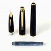 Vintage platinum sheep skin leather fountain pen -  18K 750  solid gold F nib - Image 7