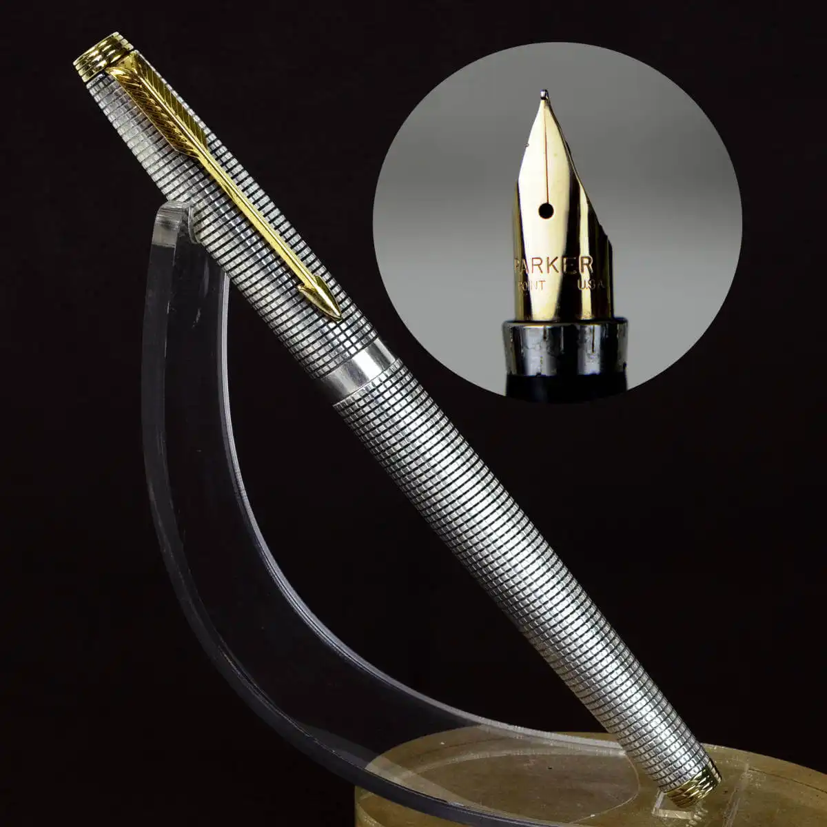 Vintage parker sterling silver 75 fountain pen with 14K solid gold