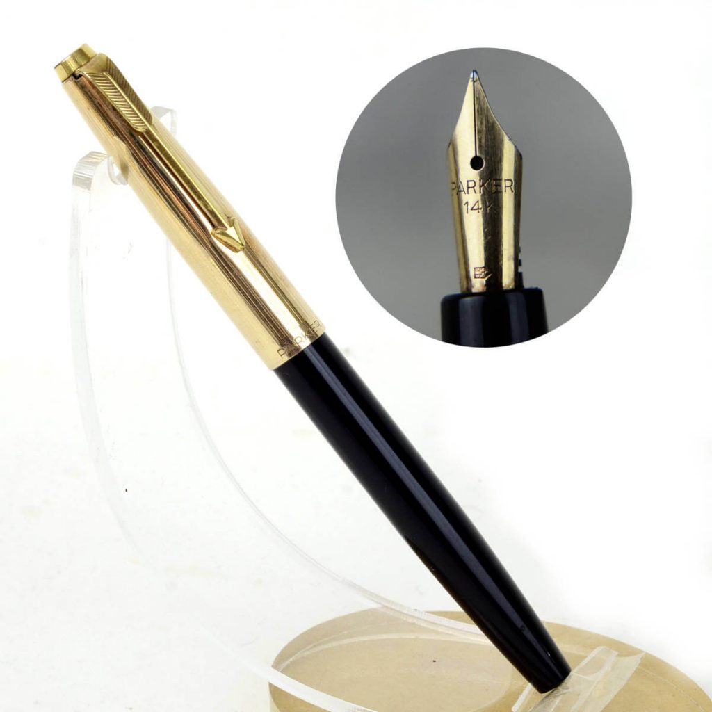 Parker la plume fountain pen with 14C solid gold F nib