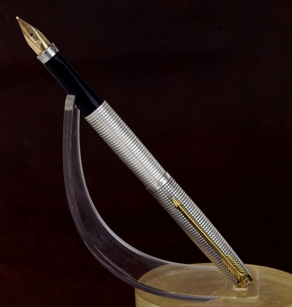Vintage parker 75 925 silver barrel fountain pen with 14K solid gold M nib