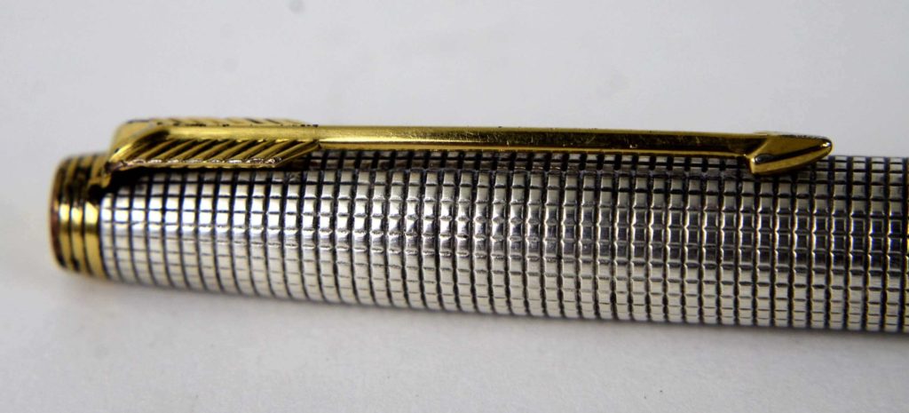 Vintage parker 75 925 silver barrel fountain pen with 14K solid gold M nib
