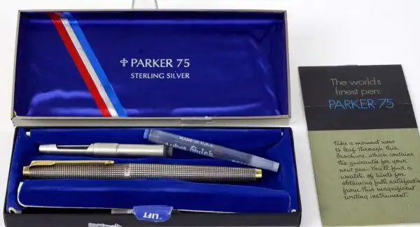 Vintage parker 75 sterling silver fountain pen with 14K solid Gold M nib - NOS mint stock - Image 13