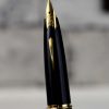 Vintage platinum sheep skin leather fountain pen -  14K 585  solid gold M nib - Image 8