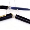 Vintage platinum sheep skin leather fountain pen -  14K 585  solid gold M nib - Image 4