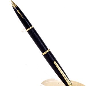 vintage-platinum-14K-sheep-skin-black-fountain-pen-14K-solid-gold-Mediium-nib-japan-made