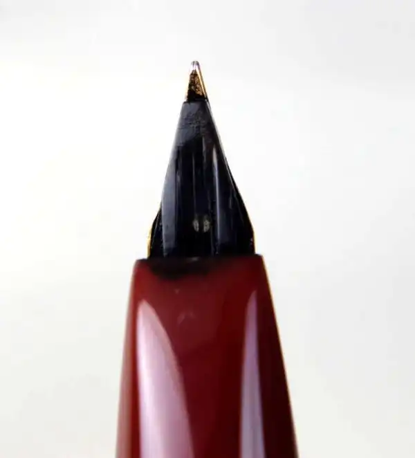 Vintage platinum sheep skin leather fountain pen -  18K 750  solid gold F nib - Image 5