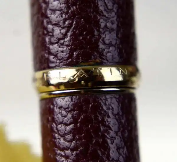 Vintage platinum sheep skin leather fountain pen -  18K 750  solid gold F nib - Image 9
