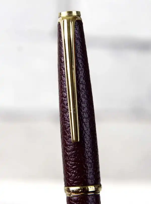 Vintage platinum sheep skin leather fountain pen -  18K 750  solid gold F nib - Image 8