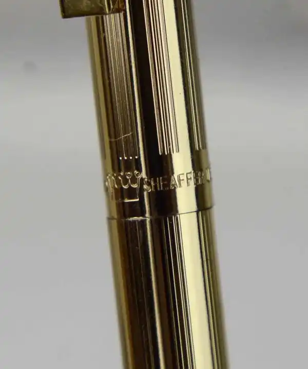 sheaffer targa fountain pen and  ballpoint pen set gold rolled body with 23K gold plated F nib - Unused - Image 2