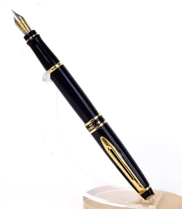 Waterman Expert black barrel fountain pen - gold plated EF dualtone nib - Image 2