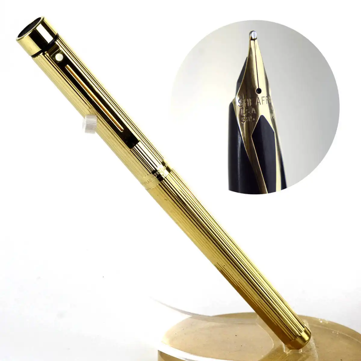 SHEAFFER 万年筆 タルガ 1005 23K G.P 14K Sheaffer Targa 1005 Fountain and Ballpoint Set - Gold Plated