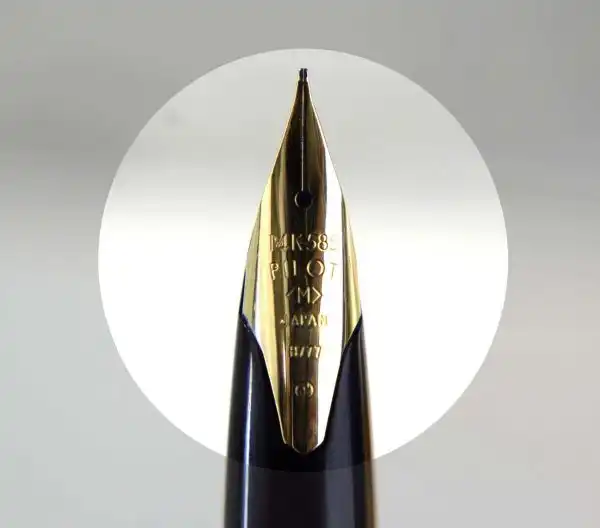 Vintage Pilot Custom silver striped fountain pen - 14K 585 solid gold M nib - Image 9