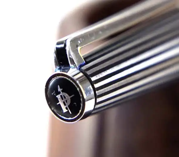 Vintage Pilot Custom silver striped fountain pen - 14K 585 solid gold M nib - Image 12