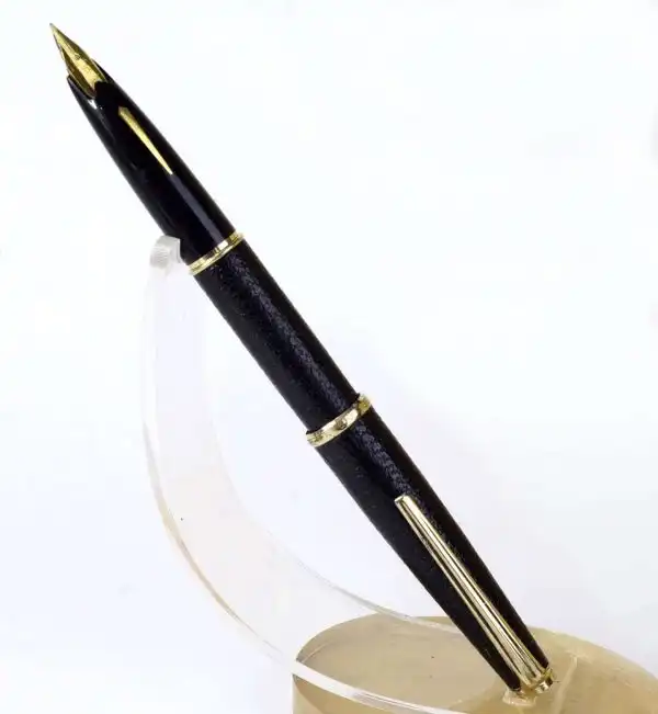 Vintage platinum sheep skin leather fountain pen -  18K 750  solid gold M nib - Image 2
