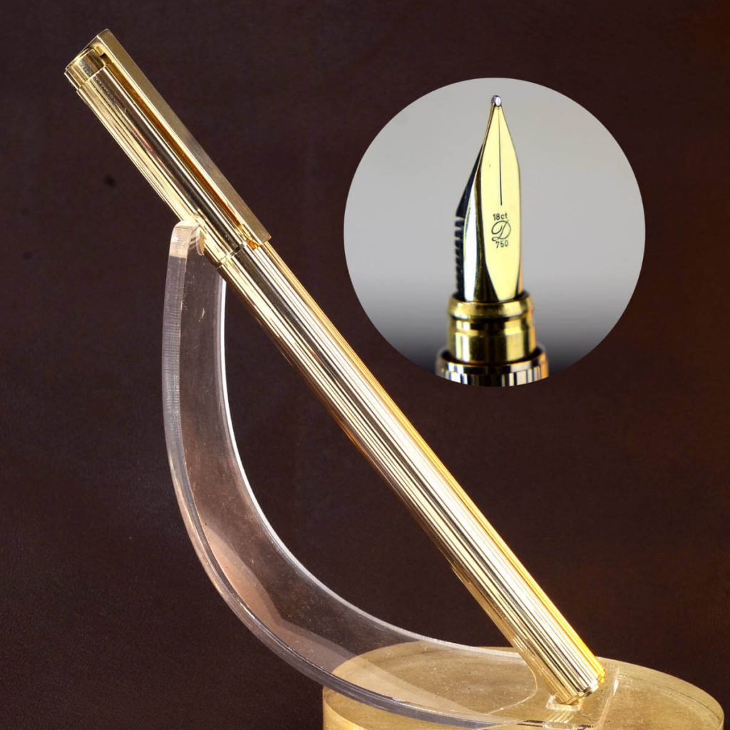Buy ST dupont gatsby gold barrel fountain pen with 18K 750 gold M nib