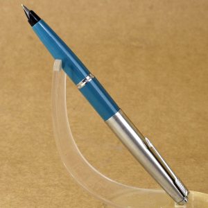 vintage-parker-45-teal-blue-fountain-pen-steel-Fine-nib-USA
