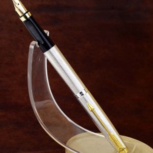 vintage-parker-75-Barleycorn-silver-plated-fontain-pen-14K-solid-gold-XtraFine-nib-France